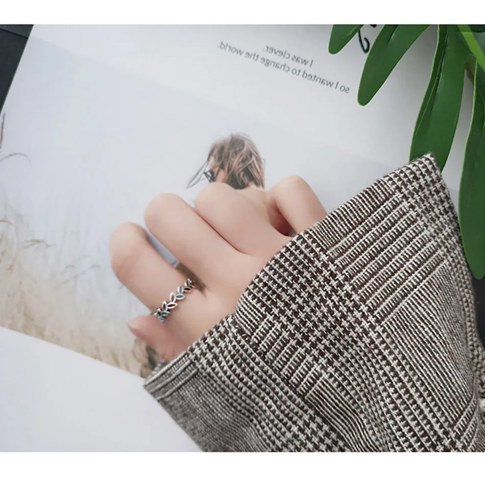 Virgooer Woman Jewelry Fashion Simple Open Design Leaf Ring Personality Female Flower Adjustable Rings Wedding Rings For Women