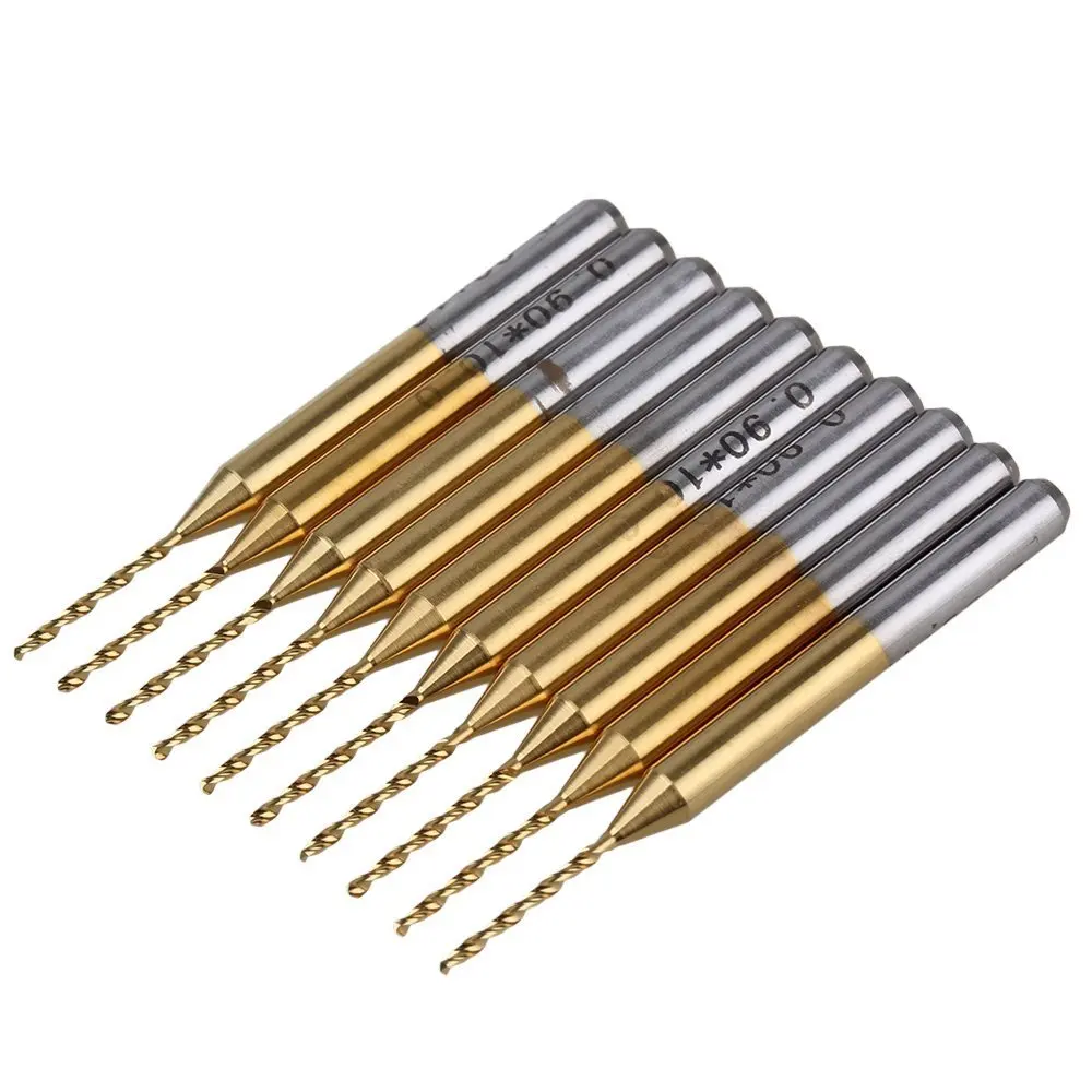 0.9x3.175mm Gold Tungsten Steel and Titanium Coated Carbide PCB CNC