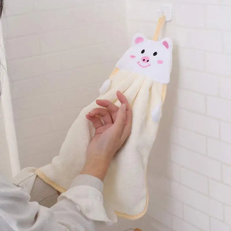 Милое кухонное полотенце для рук свиньи с сильной способностью впитывать воду сухие руки быстро с галстуком повесить мультфильм подвесные полотенца