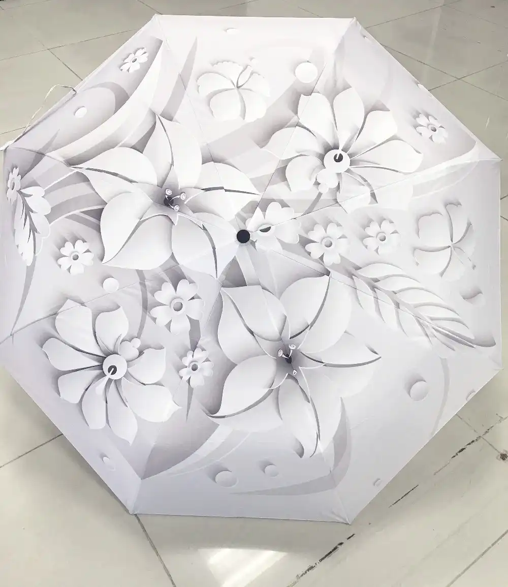 Color : Item7 XIANGNAIZUI Full Automatic 3D Floral White Chinese Sun Umbrella 3 Folding Umbrella Rain Women Anti UV Outdoor Travel