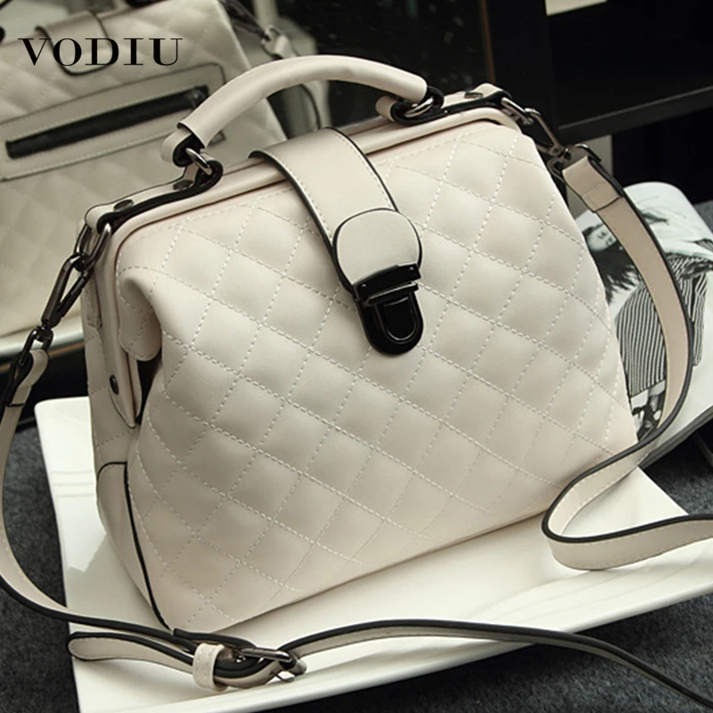 

Women Handbag Genuine Leather Doctor Bag Womens Crossbody Handbags Female Plaid Rivets Vintage Shoulder Bags High Capacity Bags