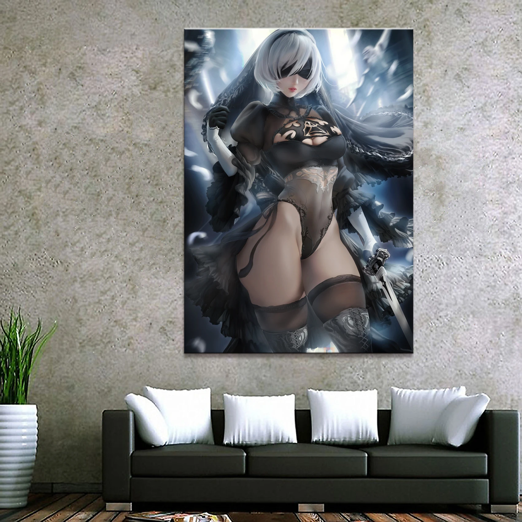 

Home Decor Canvas 1 Piece Cute Sexy GAME NieR Automata 2B Posters and Prints Painting Home Decoration Wall Pictures Bedroom