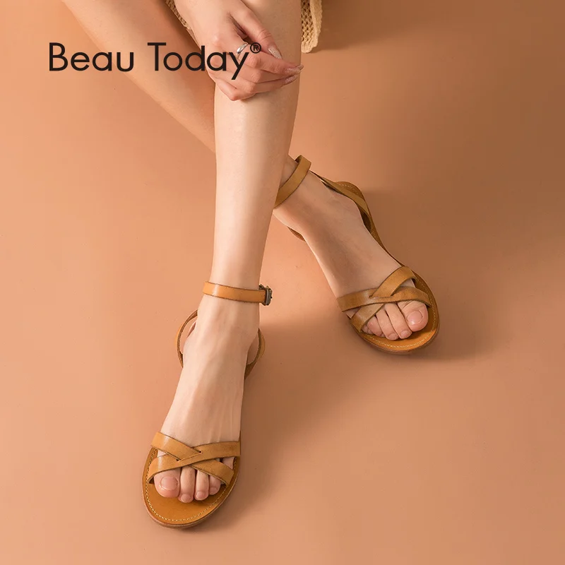 Босоножки BeauToday женские из натуральной коровьей кожи сандалии гладиаторы на