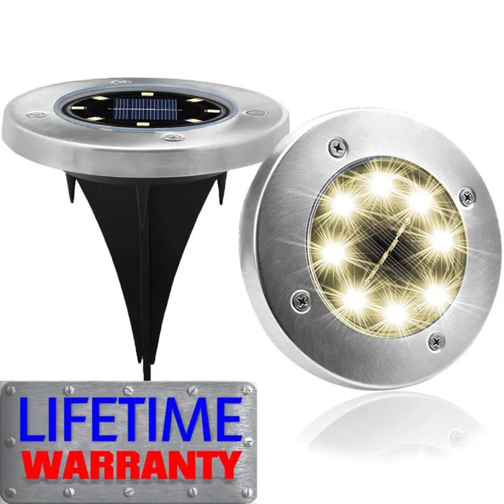 

2PCS Led Solar Lamp Sensor Waterproof Garden Lights 8 Led Outdoor Battery Home Garden Lights Solar Powered Warm White Lawn Lamps