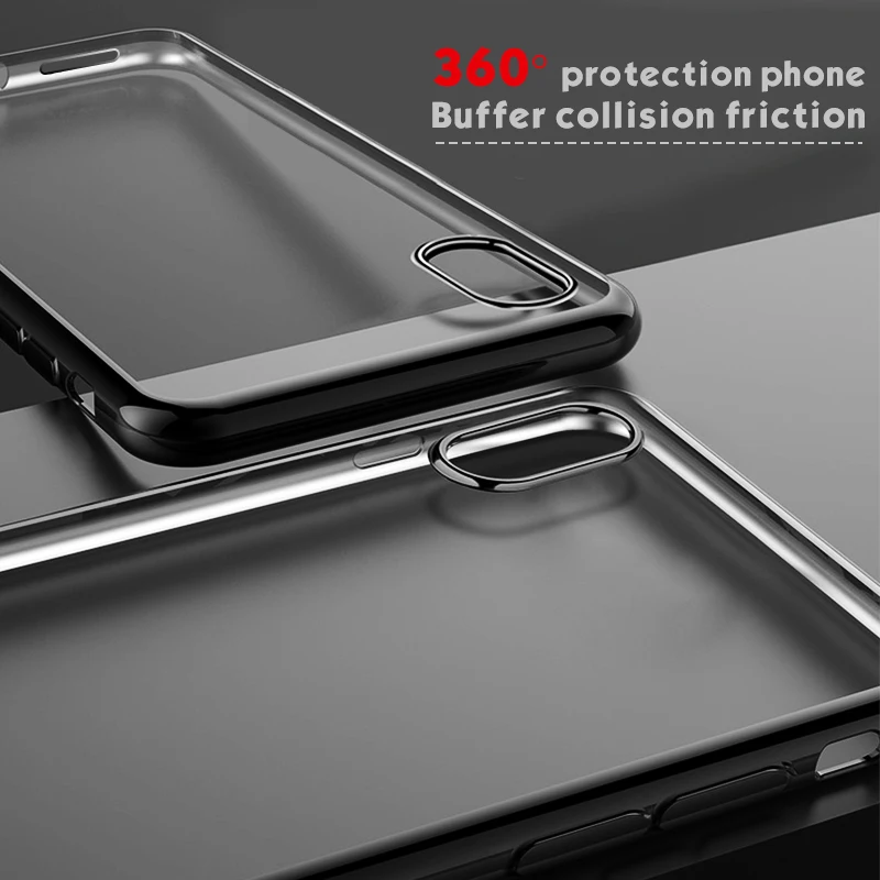 Ультратонкий чехол из ТПУ с покрытием для iPhone XS Max XR X 7 8 6S Plus прозрачный мягкий силиконовый защитный чехол на заднюю панель Fundas