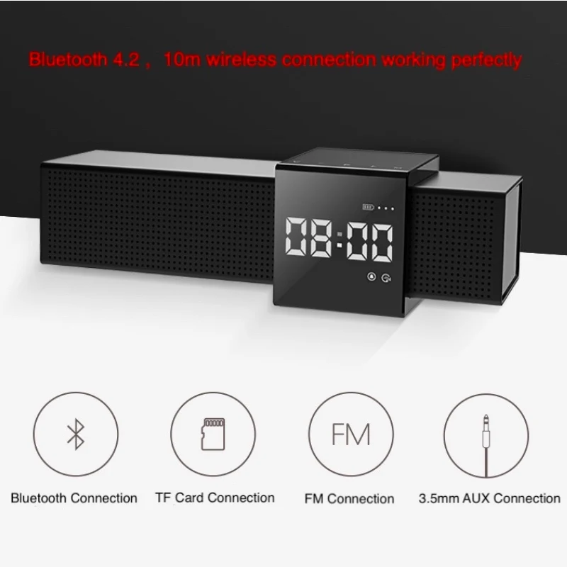 Портативный Bluetooth динамик мини сабвуфер светодиодный дисплей часы будильник