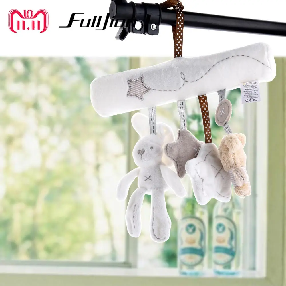 

Fulljion Baby Rattle Rabbit Toys Music Doll Bed Bell For Stroller Infant Multifunctional Hand Bell Plush Educational Mobile Toys