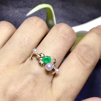 

Natural emerald ring Free shipping 925 sterling silver 4*5mm gemstone Fine jewelry