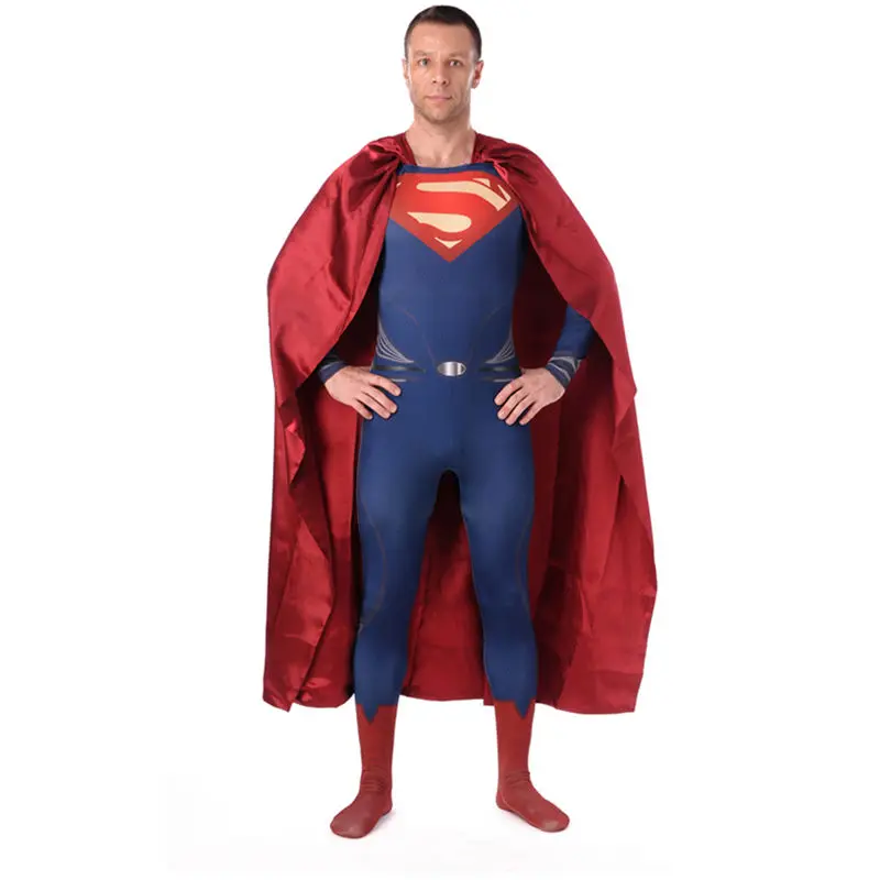 

High Quality Men's Superman Cosplay Costumes Adults Spandex Zentai Male Suits Halloween Men Super Hero Costume Bodysuit