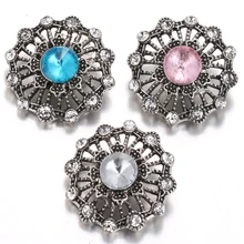 20 штук кристалл заколка-цветок пуговицы со стразами Пресс Кнопка Fit 18 мм металлическая кнопка Браслеты браслеты Ювелирная кнопка