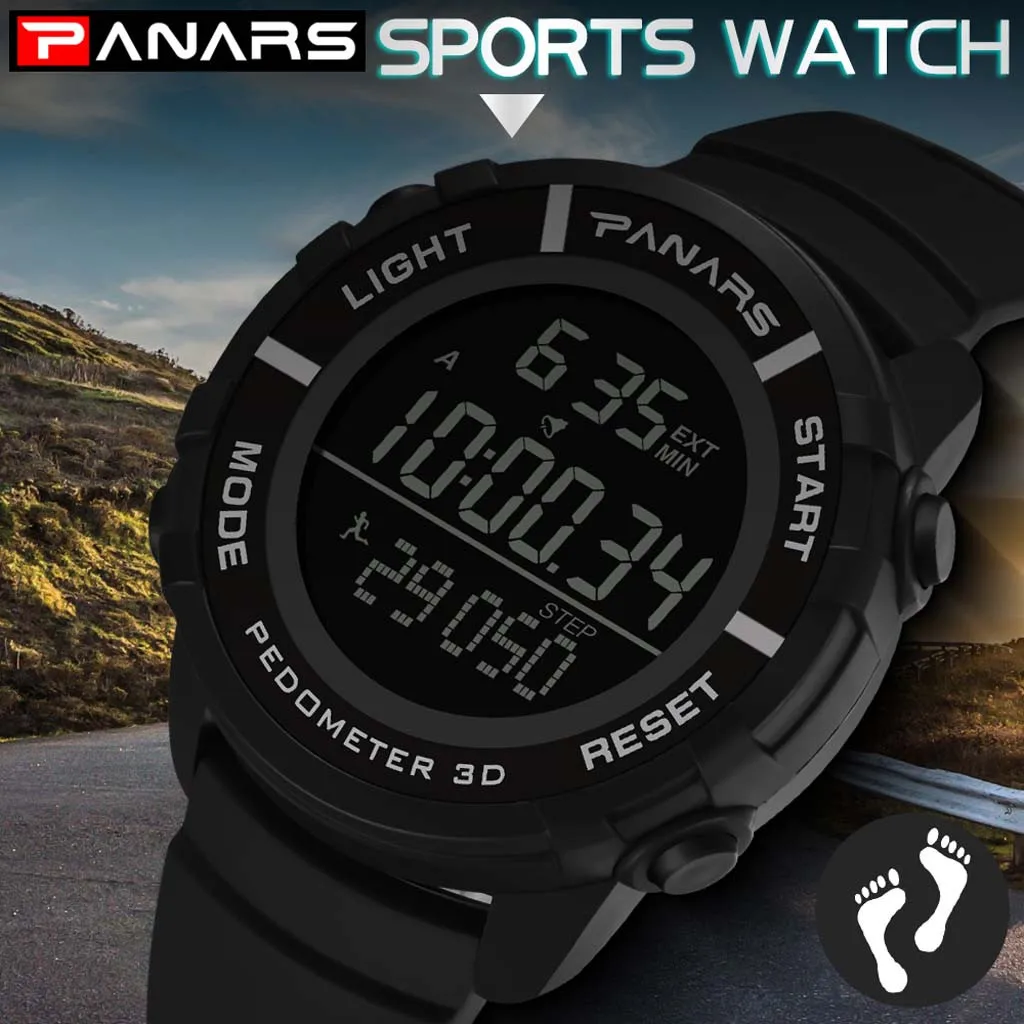 PANARS светодиодные электронные часы waterproof Running Step Counter мужские модные Спортивные часы наручные часы Reloj deportivo Wd4