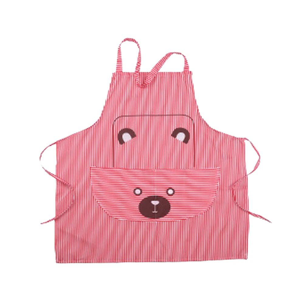 

Work Apron Cooking Aprons Bear Polyester Waterproof Cooking Cartoon BBQ Kitchen Stripe Gift Baking Craft Apron Home