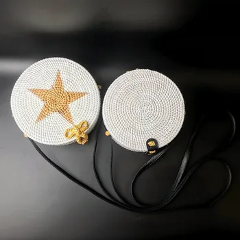 

Vietnam round rattan bag ins with the same paragraph hand-woven bag wild female tide bag shoulder Messenger bag female