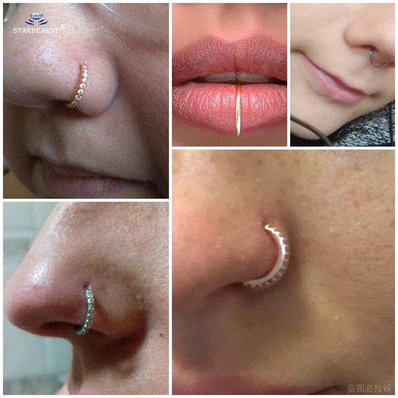 Sottile Piccolo Argento Sterling Chiusura A Molla In Oro, Ritorto, Orecchino Cartilagineo Anello Elica Cerchio Anello Trago Anello Naso Cerchio 20G 10mm - Italia