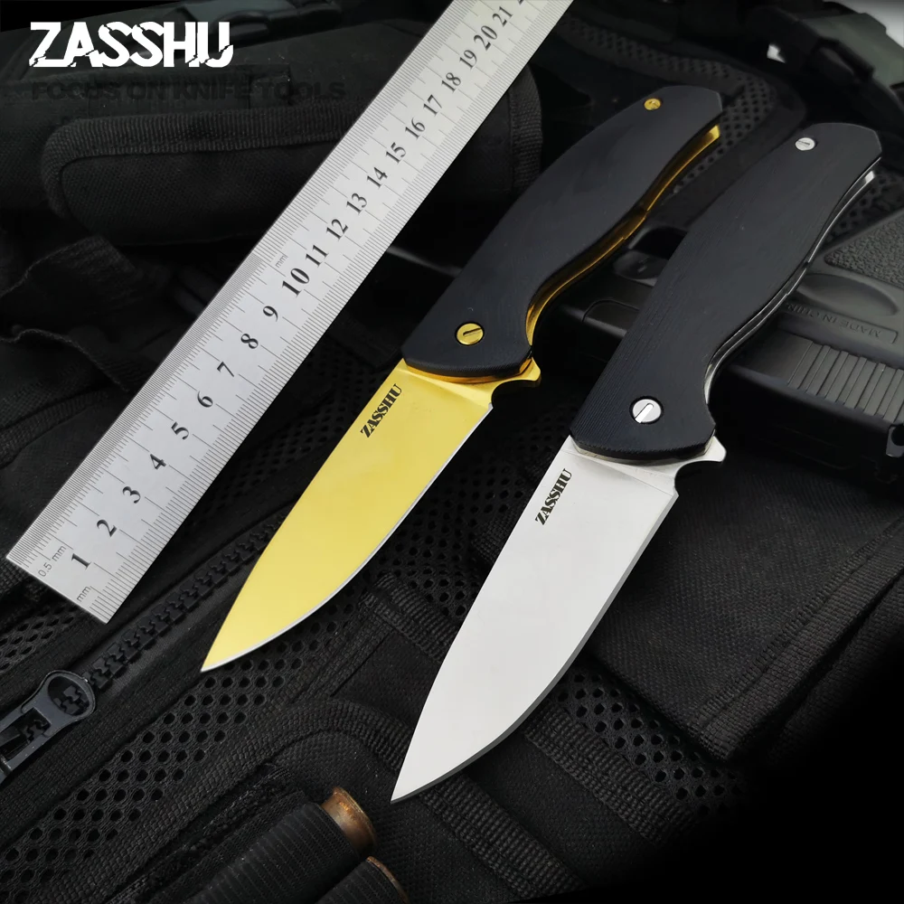 Zassuu 58 60HRC 440C G10 высокотвердое лезвие с деревянной ручкой Походный нож складной