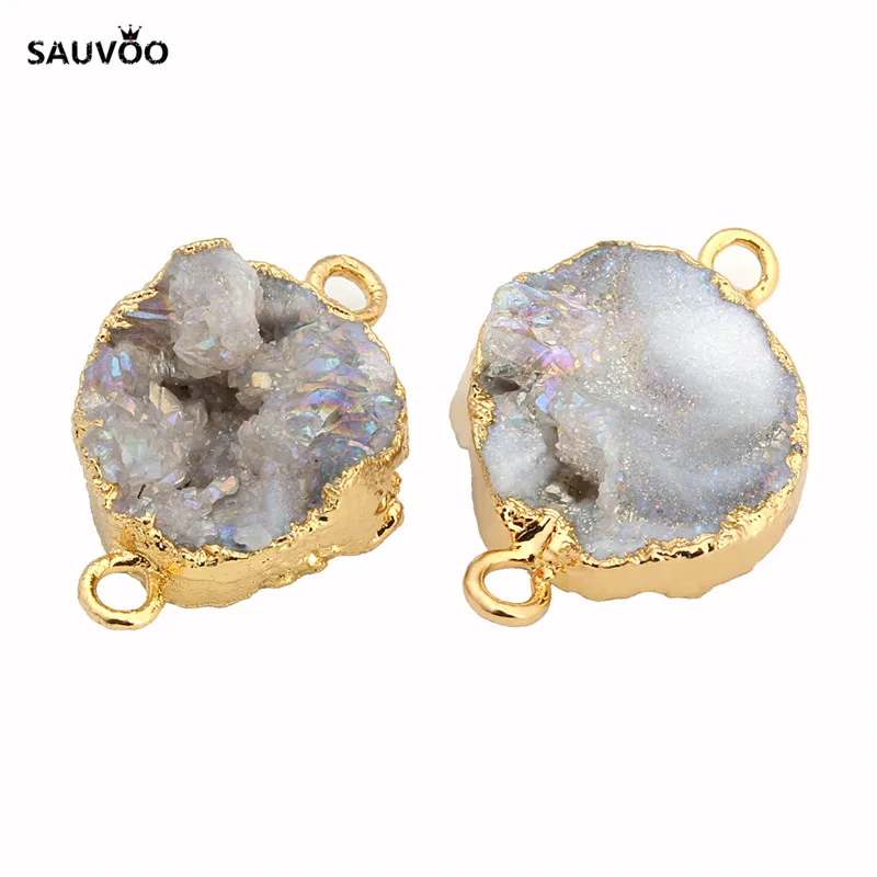 Оптовая продажа подвеска с двойным отверстием для ожерелья 12 15 мм|druzy charms|natural stone