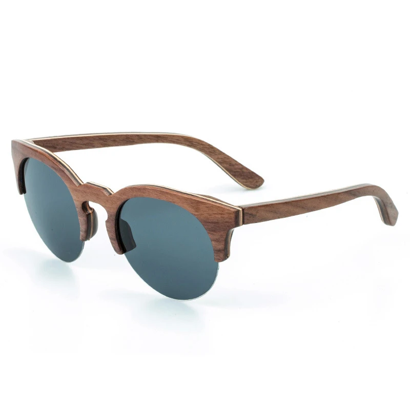 Круглые деревянные солнцезащитные очки поляризованные линзы Роскошные мужские Wo мужские s бамбуковые солнцезащитные очки полуоправы