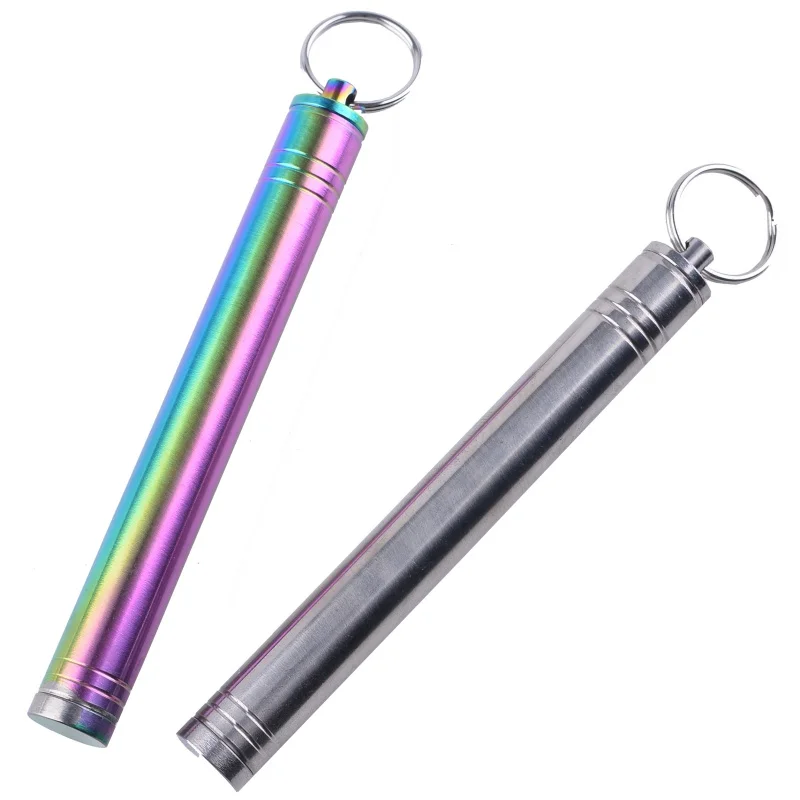 

Titanium Pocket Waterproof Toothpick Holder Keychain Box Modern Groove Outdoor Tool Traveling Kit