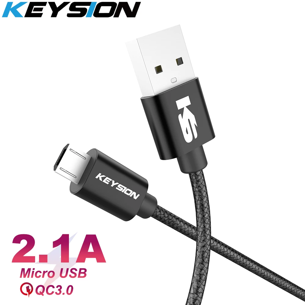 KEYSION Micro USB кабель 2a нейлон Быстрая зарядка USB кабель для передачи данных для samsung Xiaomi LG планшет Android мобильный телефон usb зарядный шнур
