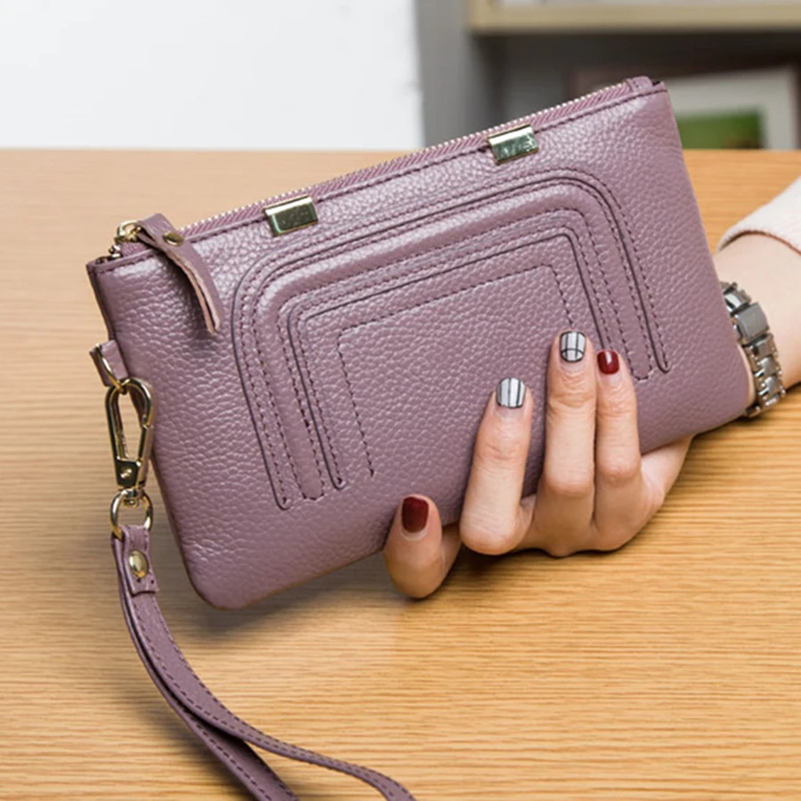 Натуральная кожа portefeuille femme Carteira Carteras Mujer длинные кошельки женские кошельки для карт и монет billeteras para mujer