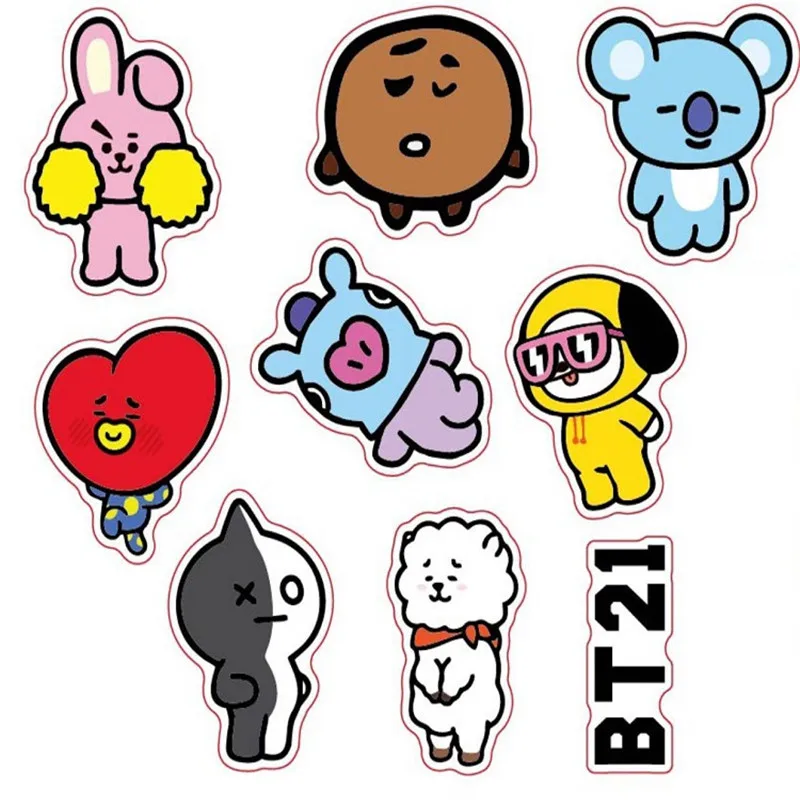 

SHINEHENG BTS DIY Phone Stickers STARS KPOP Korean Fashion Cute Cartoon BT21 Bangtan Boys TATA VAN COOKY CHIMMY SHOOKY KOYA RJ