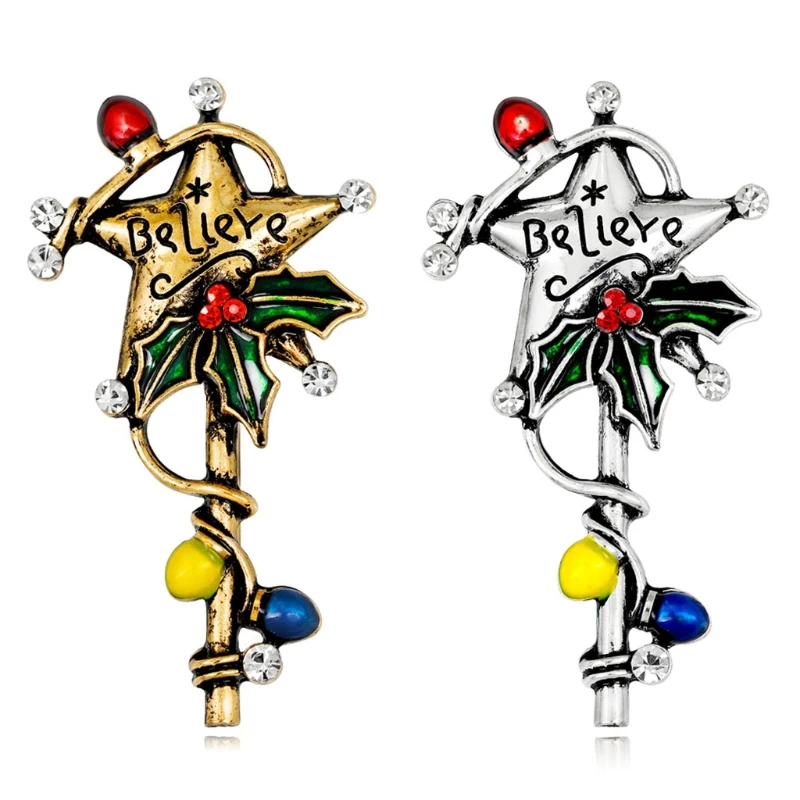 

Christmas New Year Crutch Star Brooch Antique Fashion Scarf Corsage Gifts Pins