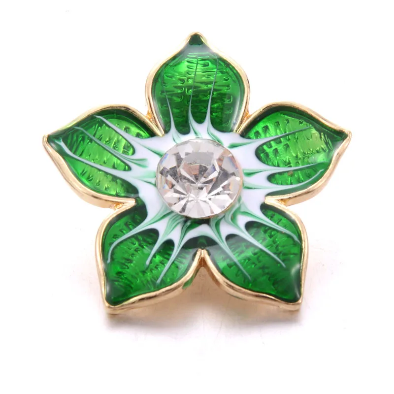 A1769-green 10PCS High Quality 18mm Snap Button Jewelry Flower Heart wings Snap Buttons Fit Snap Bracelet for Women Love Snaps Jewelry - Окраска металла: A1769-green