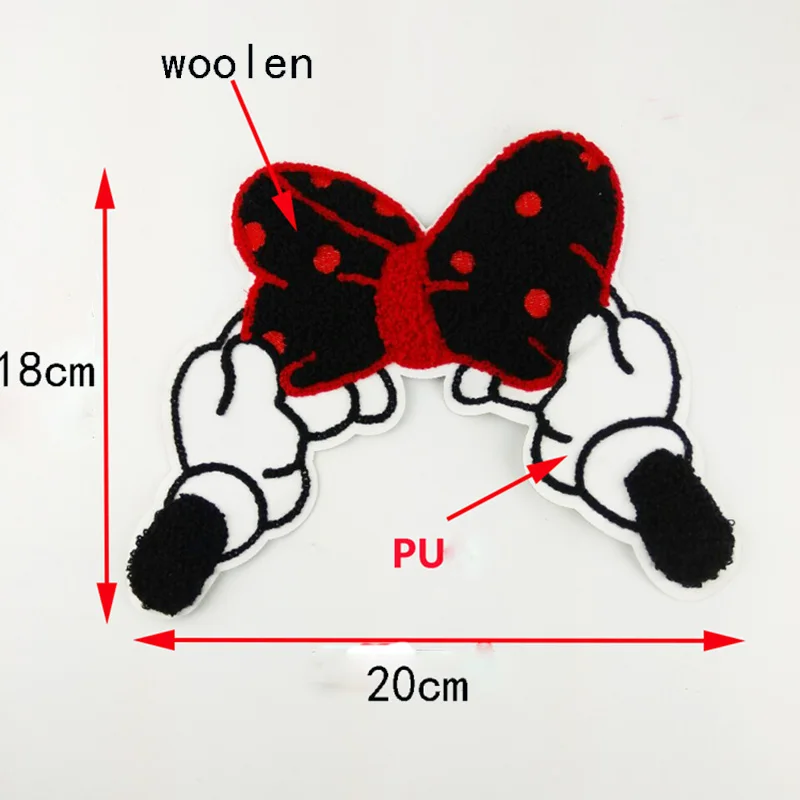 Полотенце вышивка пришить большие нашивки пошив одежды DIY Образец аппликации стикер ручной работы патч Мультфильм Лук-узел розетка Минни