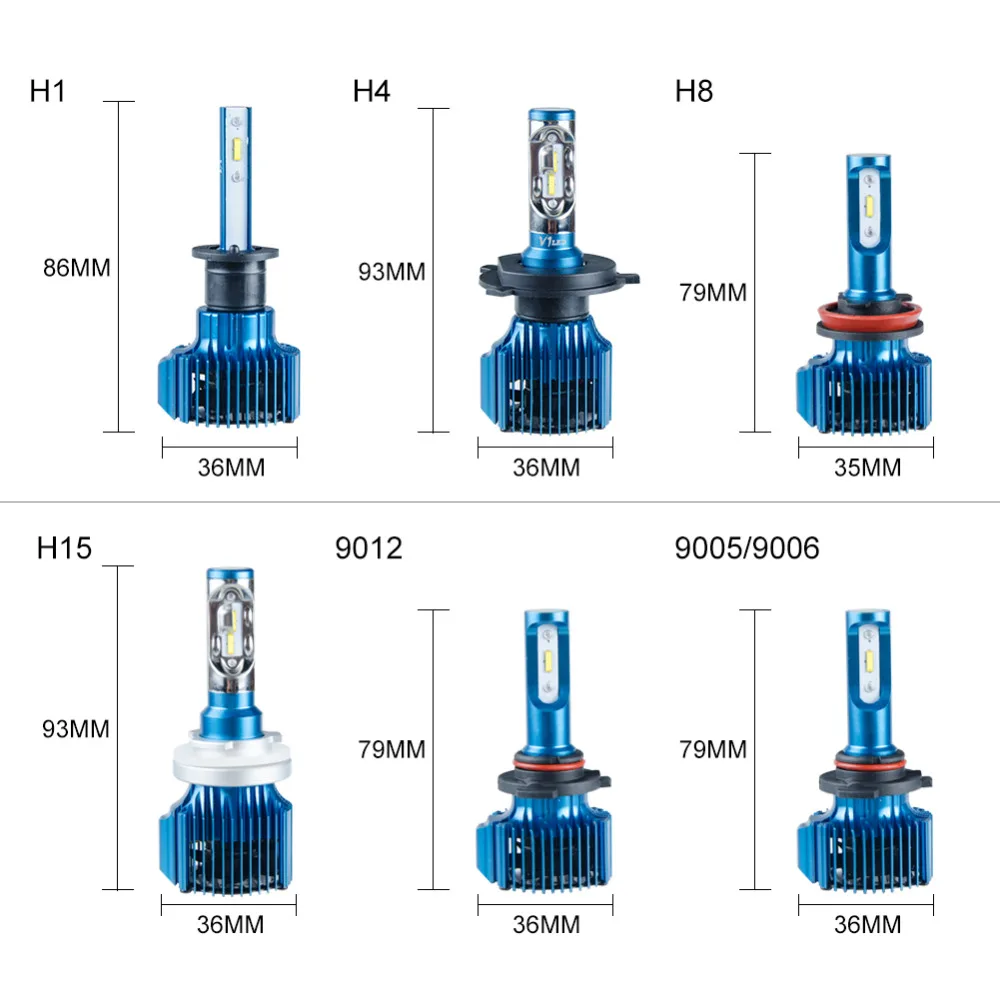 VooVoo автомобилей головной светильник H4 H7 светодиодный лампы на 12В автомобилей светильник светодиодный H1 H11 H15 9005 9006 9012 15000LM 72 Вт 6000 К фары для автомобилей