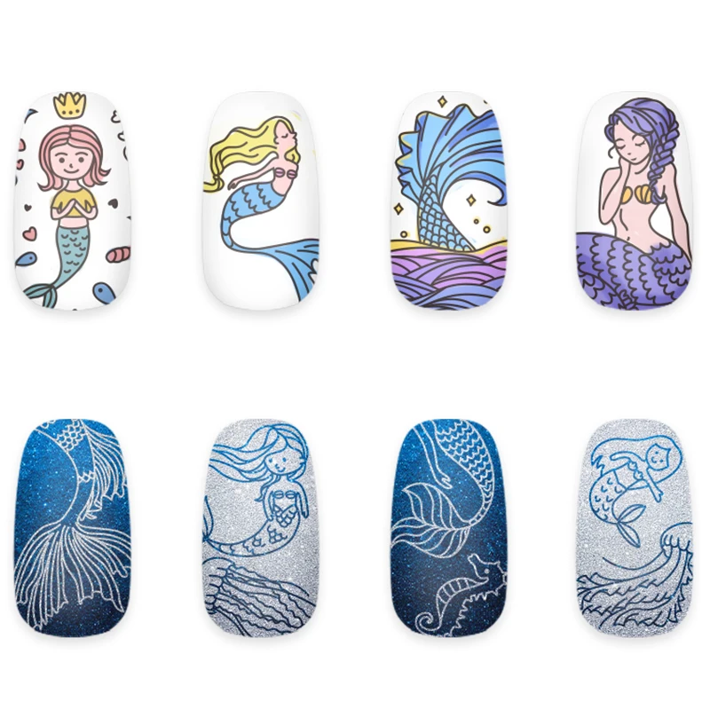 MISSGUOGUO Nail Stamping Plates Template Mermaid Fish Patterns DIY Nail Designs Stamping Polish Manicure Stamper Plate 2