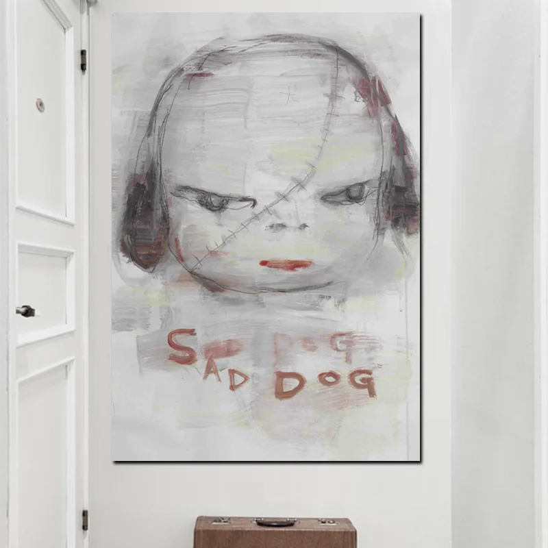 Yoshitomo Nara Cartoon Dog Drawing Japanese Oil Painting HD Print on Canvas Pop Art Pictures Poster For Baby Kids Room Decor
