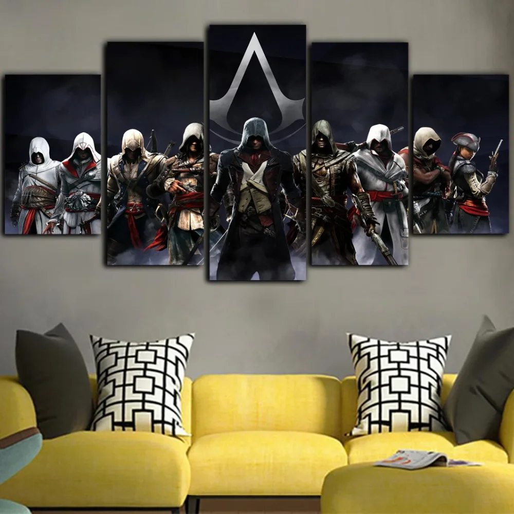 

5Pieces Canvas Prints Nordic Home Decor Assassins Creed Posters Art Canvas Painting Home Decor Wall Pictures Drop Shipping