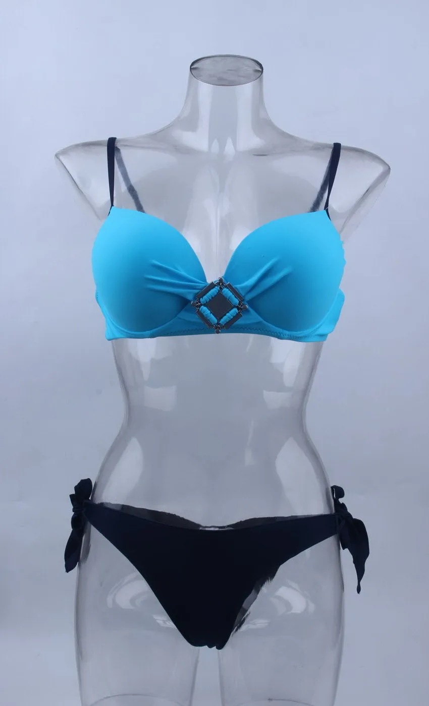 S XL размера плюс купальник бикини женский сексуальный однотонный Бандаж