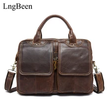 Lngbeen Genuine Leather Men Briefcase 14 inch Laptop Business Bag Cowhide Men’s Messenger Bags Luxury Lawyer Handbags LB8002