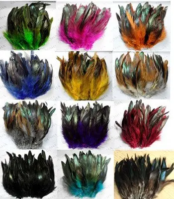 

Free shipping!Hot sale 200pcs/lot 6-8" Multi-Color Dyed Badger Saddle Rooster feathers Cock feathers Schlappen