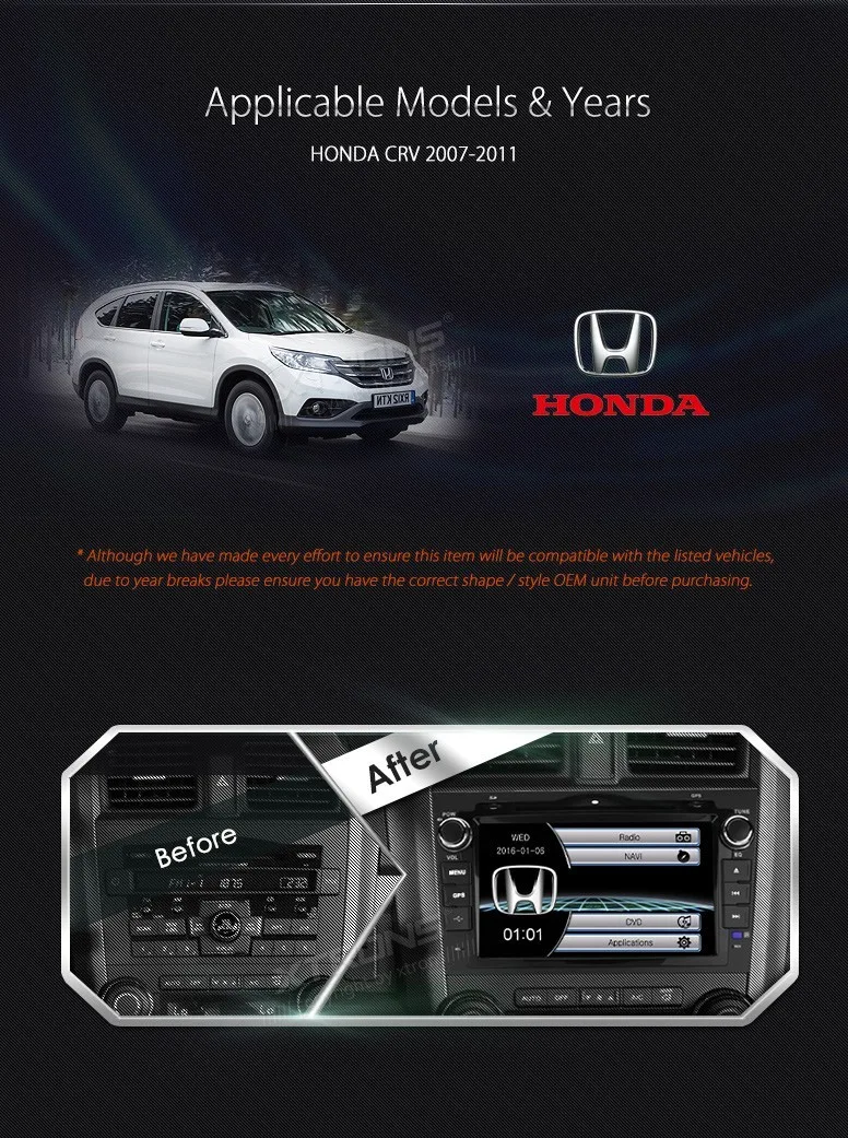 Top 8" Special Car DVD for Honda CRV 2007 2008 2009 2010 2011 with Original User Interface/Appearance & Android Mirror Link Support 2