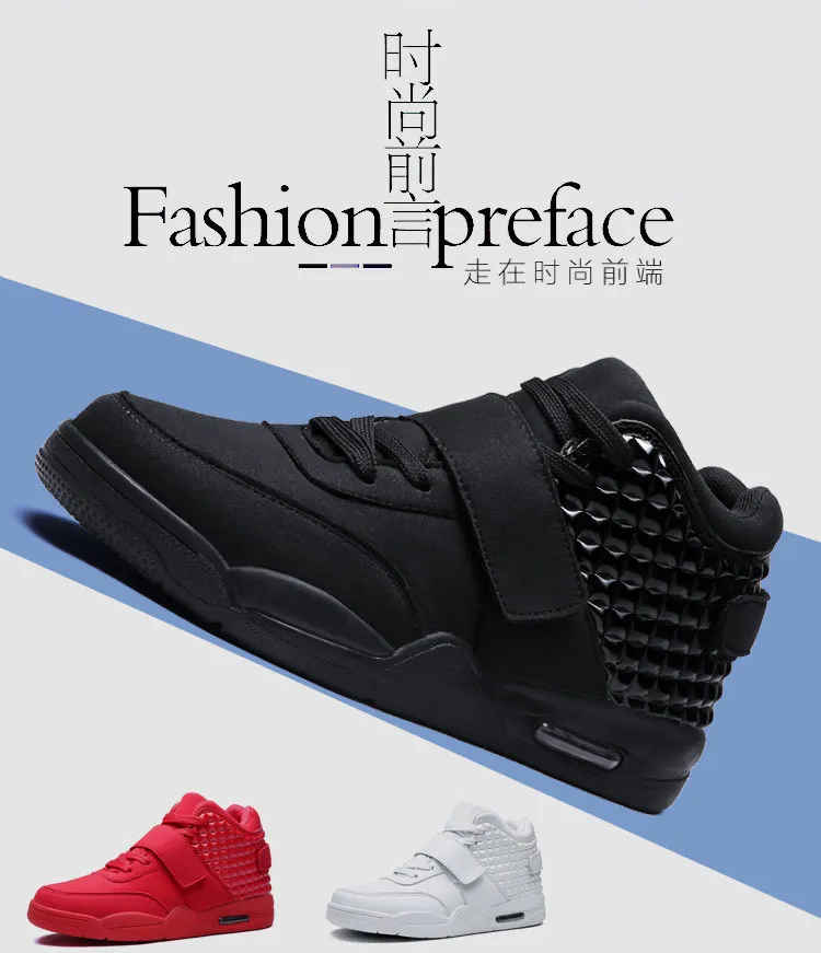 Новый 2016 Для мужчин весна Кроссовки красный кожаный Для мужчин высокие кроссовки дышащая обувь зимние Для мужчин Обувь для прогулок 103