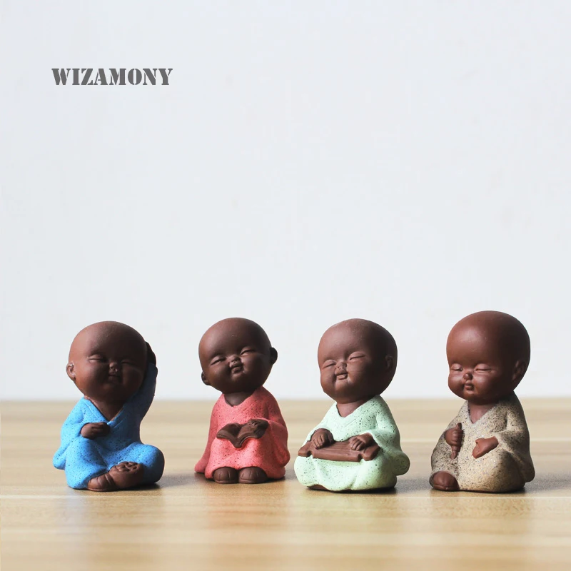 WIZAMONY 1 комплект! Горящая распродажа мини керамика маленький монах китайский