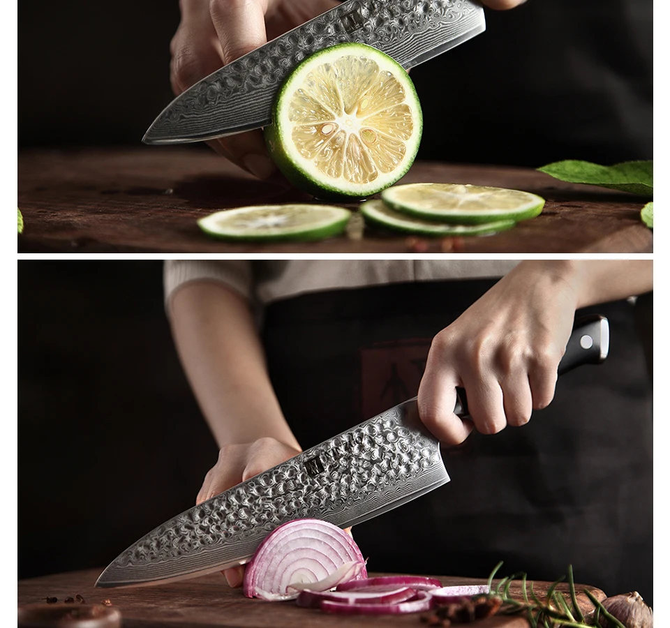 XINZUO 2 шт Дамасские кухонные наборы шеф-ножей из высококачественной нержавеющей стали отличный нож шеф-повара с черной ручкой кухонный инструмент