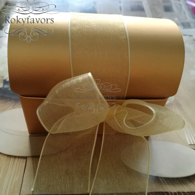 結婚式のための金の宝箱,50個,ゲストのための小さな注意のための 