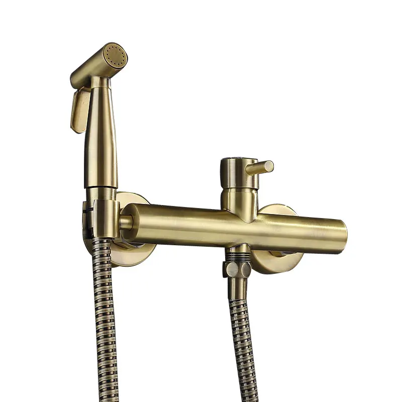 Green bronze bidet spray gun hot and cold wash ass flusher nozzle simple shower faucet set