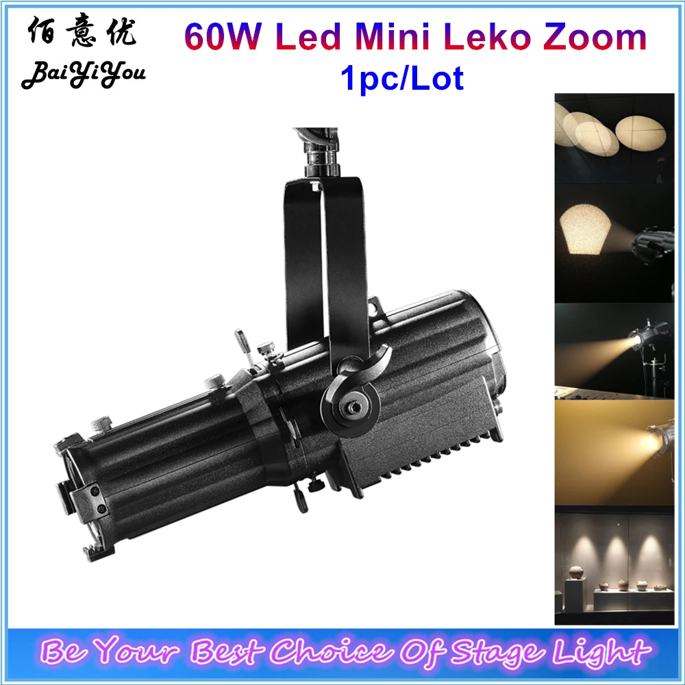

1pc/Lot 60w Portable LED Profile Spot Light With Zoom Mini Leko WW/CW DMX Ellipsoidal Light Gallery Studio TV Lighting