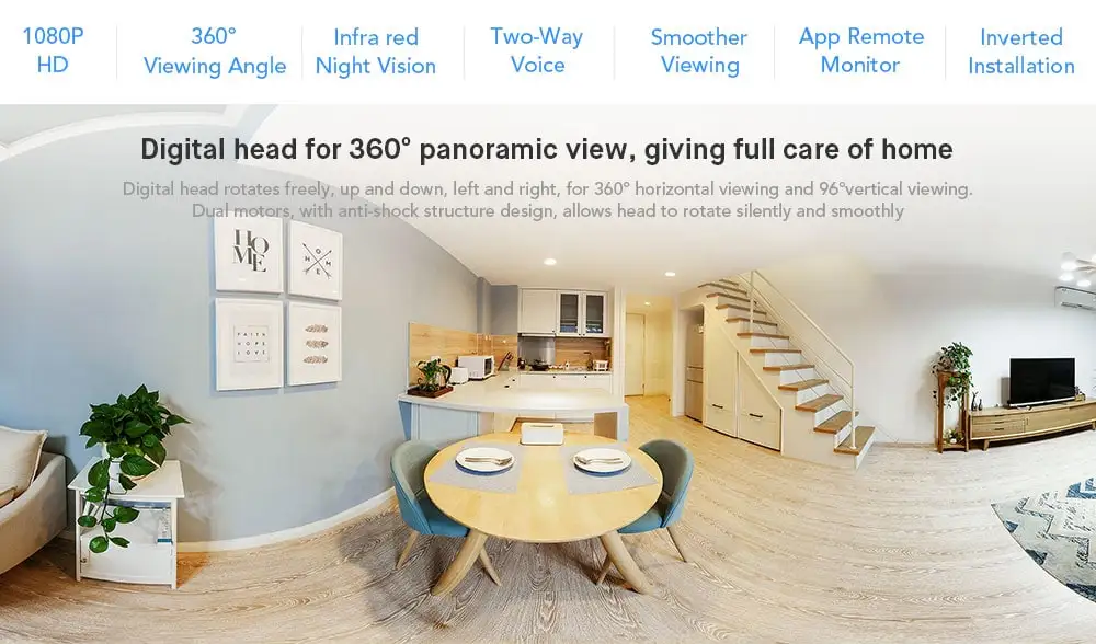 Original Xiaomi MiJia 1080P 360 Degrees Home Panoramic WiFi IP Camera- White