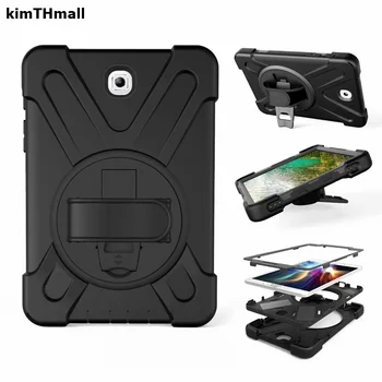 

Case For Samsung Galaxy Tab S2 9.7 SM-T815 T810 T813 T819 Cover Stand long Strap Shoulder Heavy Duty Silicone Safe Child case