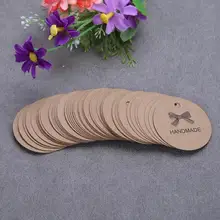 ALLOYSEED 100 шт. круглый ручной работы тег книжный маркеры Kraft Бумага подарок Этикетка карты DIY вечерние висит бирка Офис/Школа аксессуары