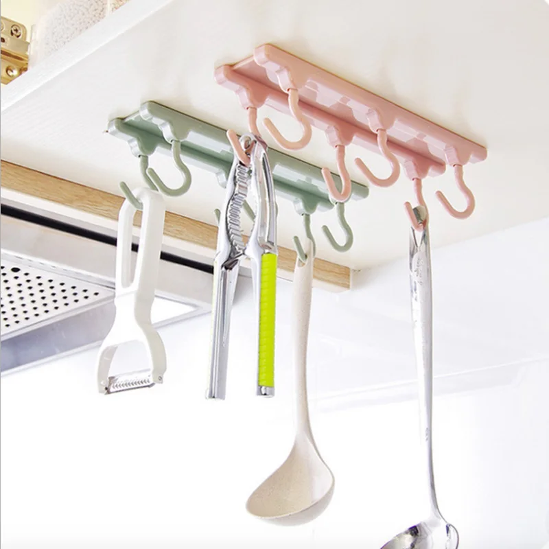 Kitchen Cupboard 6 Hook Organizer Pantry Chest Tools Towels Hanger Wardrobe Clothes Storage