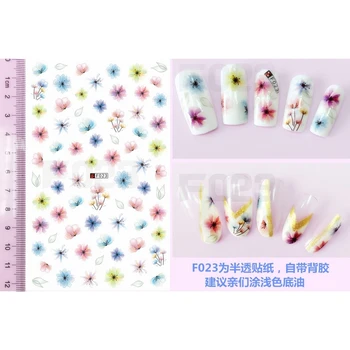 

SUPER THIN SELF ADHENSIVE 3D NAIL ART NAIL SLIDER STICKER TIE INK WATER COLOR FLOWER CARONATION CHERRY BLOSSOM PETAL F023-028