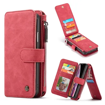 

For Samsung S9 Plus Wallet Case Magnetic Detachable Phone House Black Brown Red Leather Flip Case For Samsung S9 S8 S7 S6 S7edge