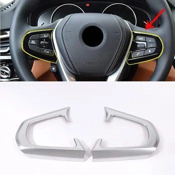 

For BMW 5 Series G30 2018 Car-Styling ABS Chrome Interior Steering Wheel Button Frame Trim 2pcs