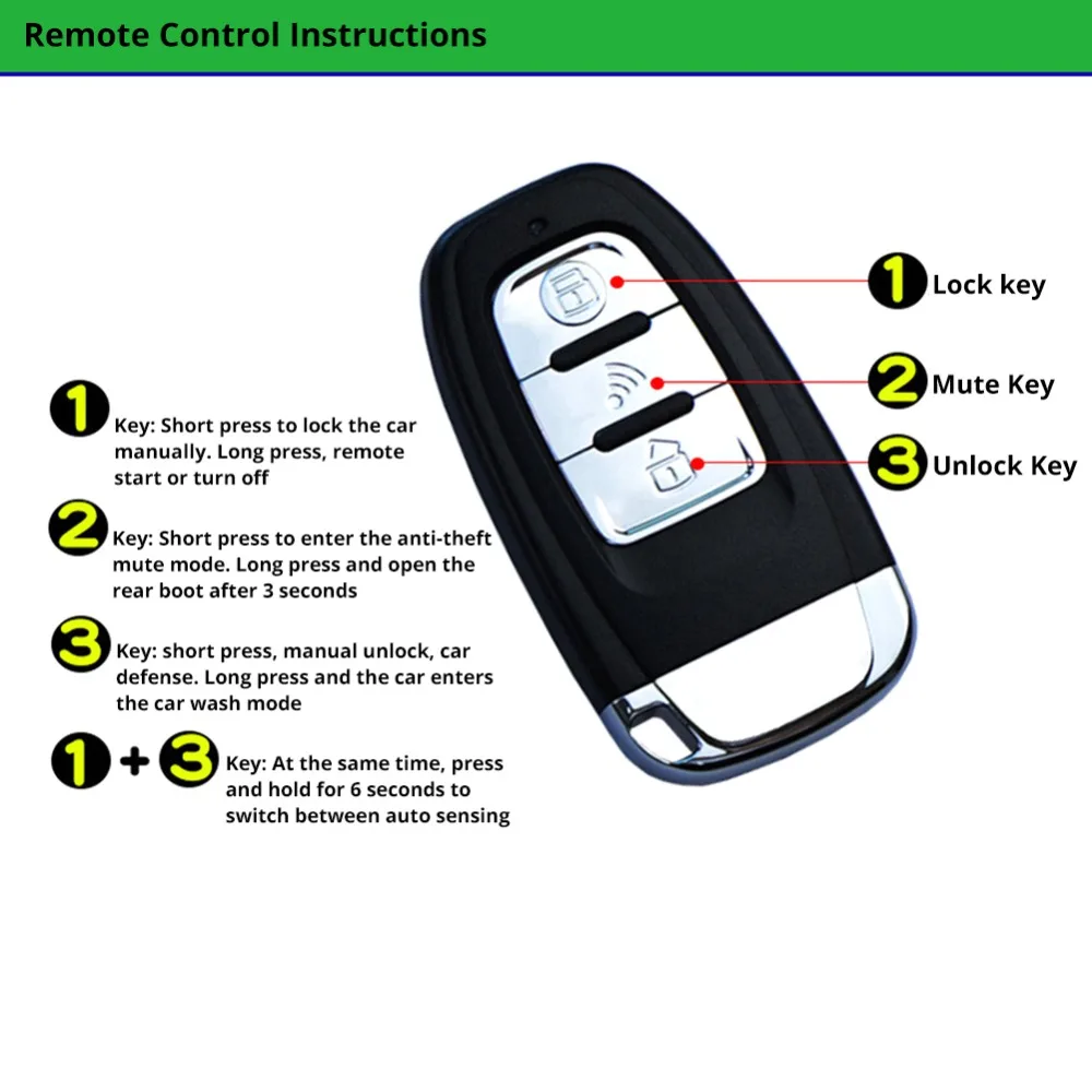 Car Alarm Passive Keyless One Button Start Remote Control System Auto Central Lock Push Button Start Stop